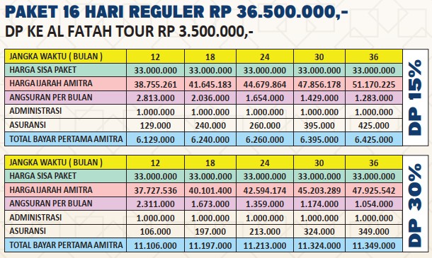 3 Paket Umroh 16 hari Reguler