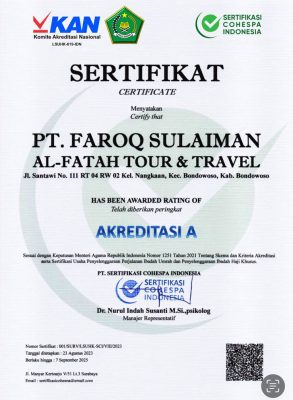 Sertifikat Ijin Al Fatah Tour Travel